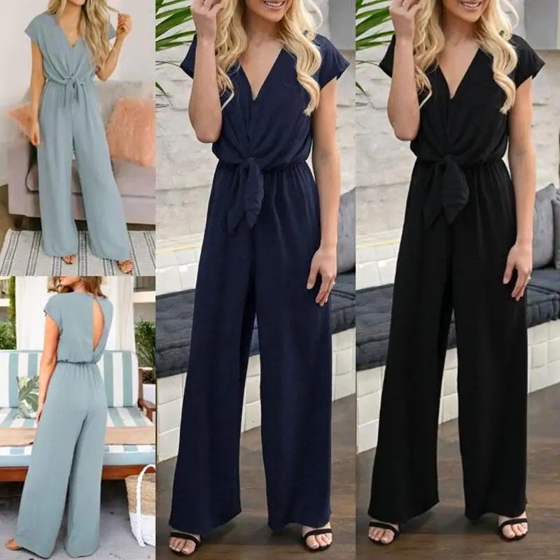 Hot Summer Fashion Joker Women Jumpsuits with Button