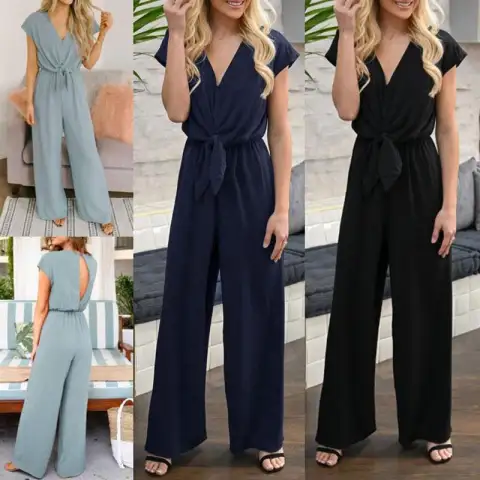 Hot Summer Fashion Joker Women Jumpsuits with Button