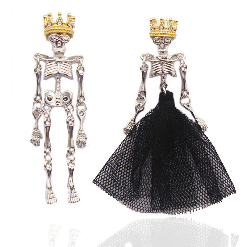 Crown King Queen Lovers Asymmetric Stud Earrings
