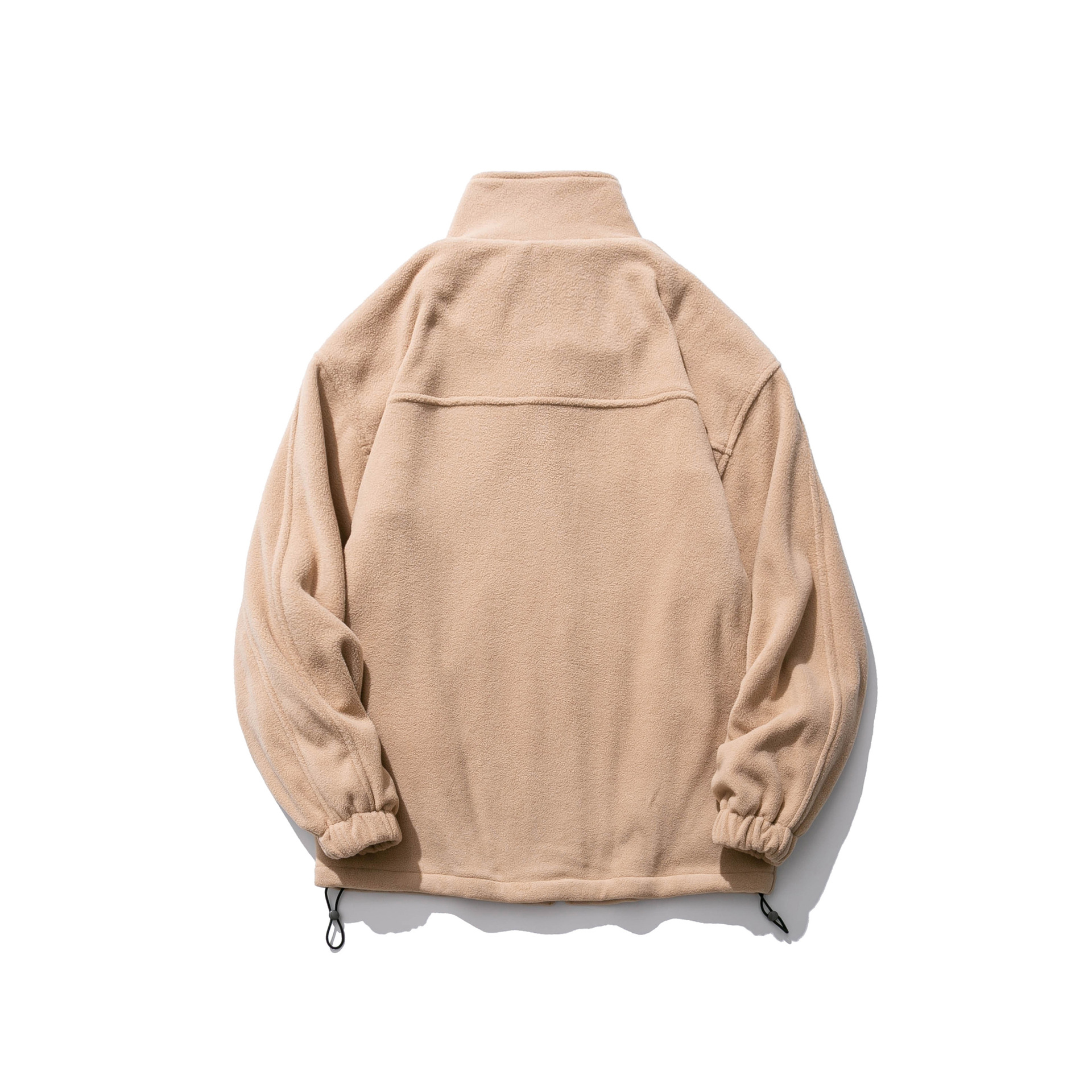 Wu Hang Straight Side Slit Pocket Autumn Casual Youth Khaki Solid Color Cardigan Stand-collar Fleece Jacket