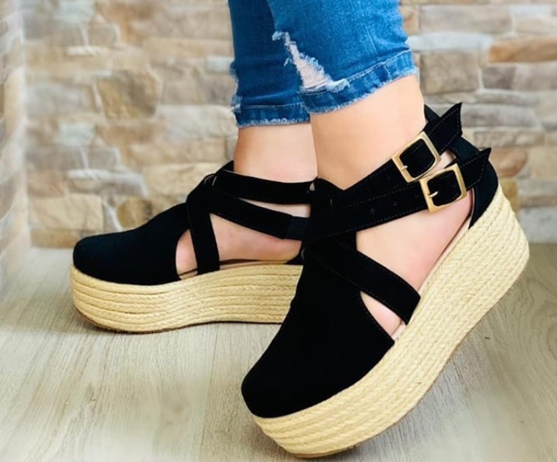 Wedge Heel Low Top Women's Shoes Round Toe Adult Side Space Rear Space Sandals