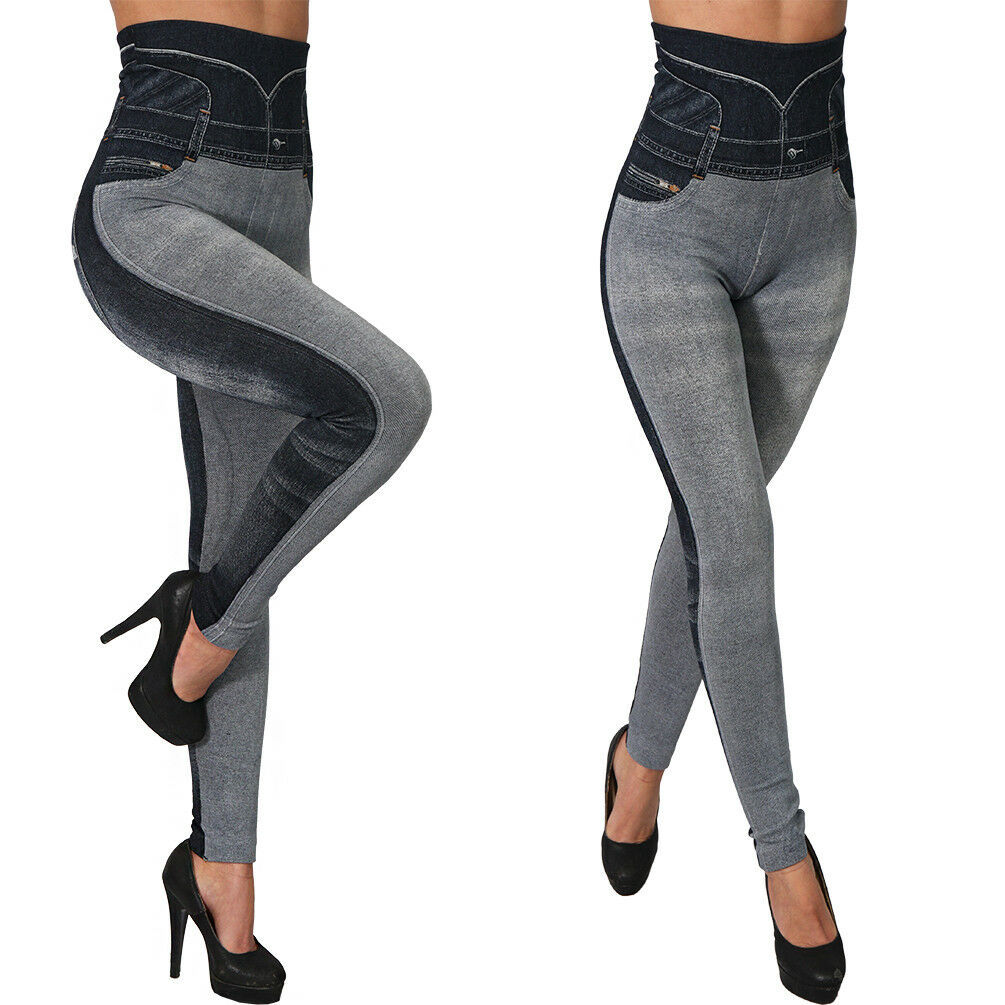 Seamless Imitation Of Jean Leggings For Women
