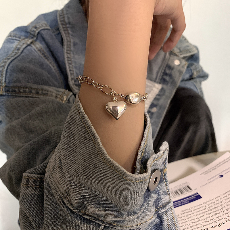 925 Sterling Silver Three-dimensional Love Bracelet Women
