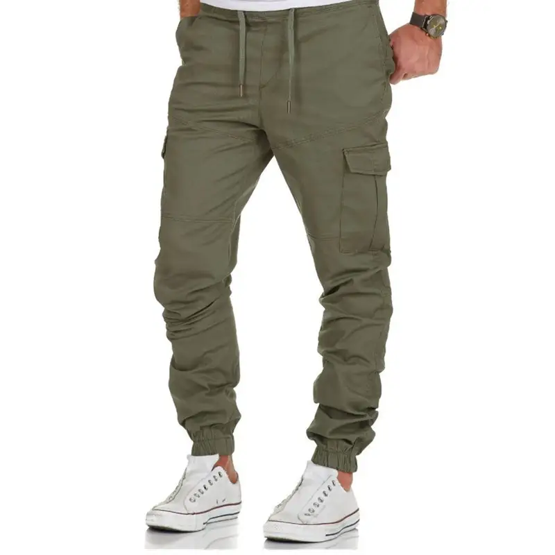 Casual Sports Men's Overalls With Drawstring Multi Pocket Drawstring Trousers