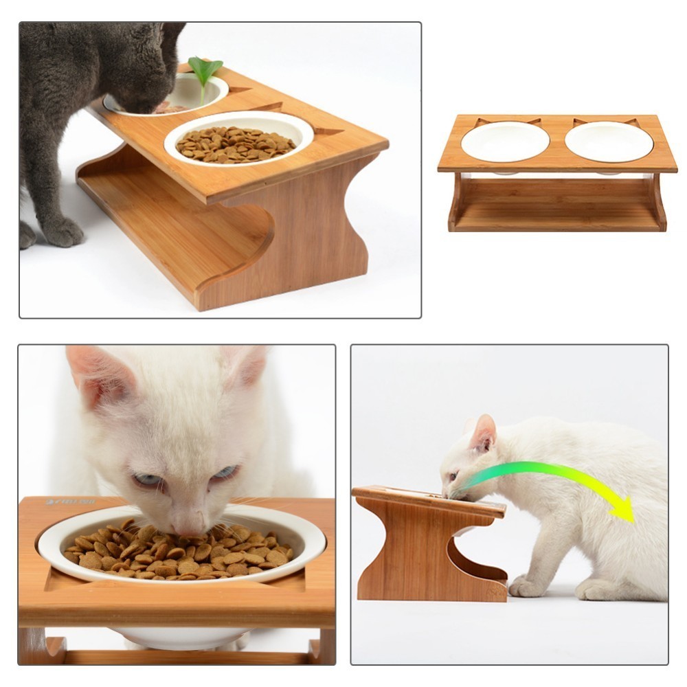 Cat Fairy Pet Solid Wood Table Pet Bowl Cat Bowl
