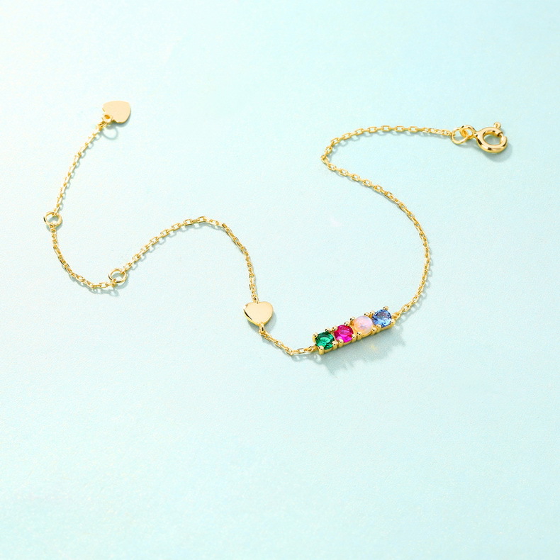 Natural 9K Gold Inlaid Red And Blue Spinel Bracelet For Women