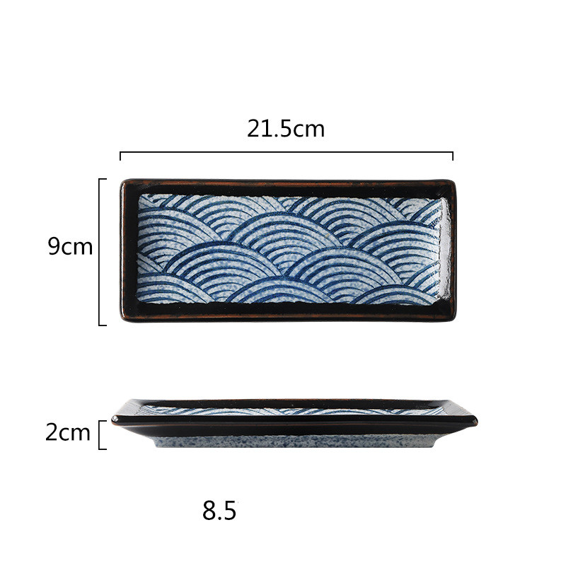 Sea Pattern Ceramic Plate Japanese-Style Household Snack Tableware