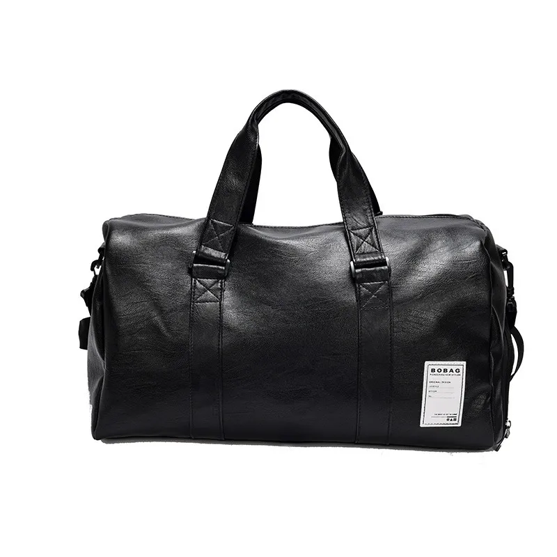 Poor Travel Bag Waterproof PU Shoulder Bag Large Capacity Sports Bag - Black