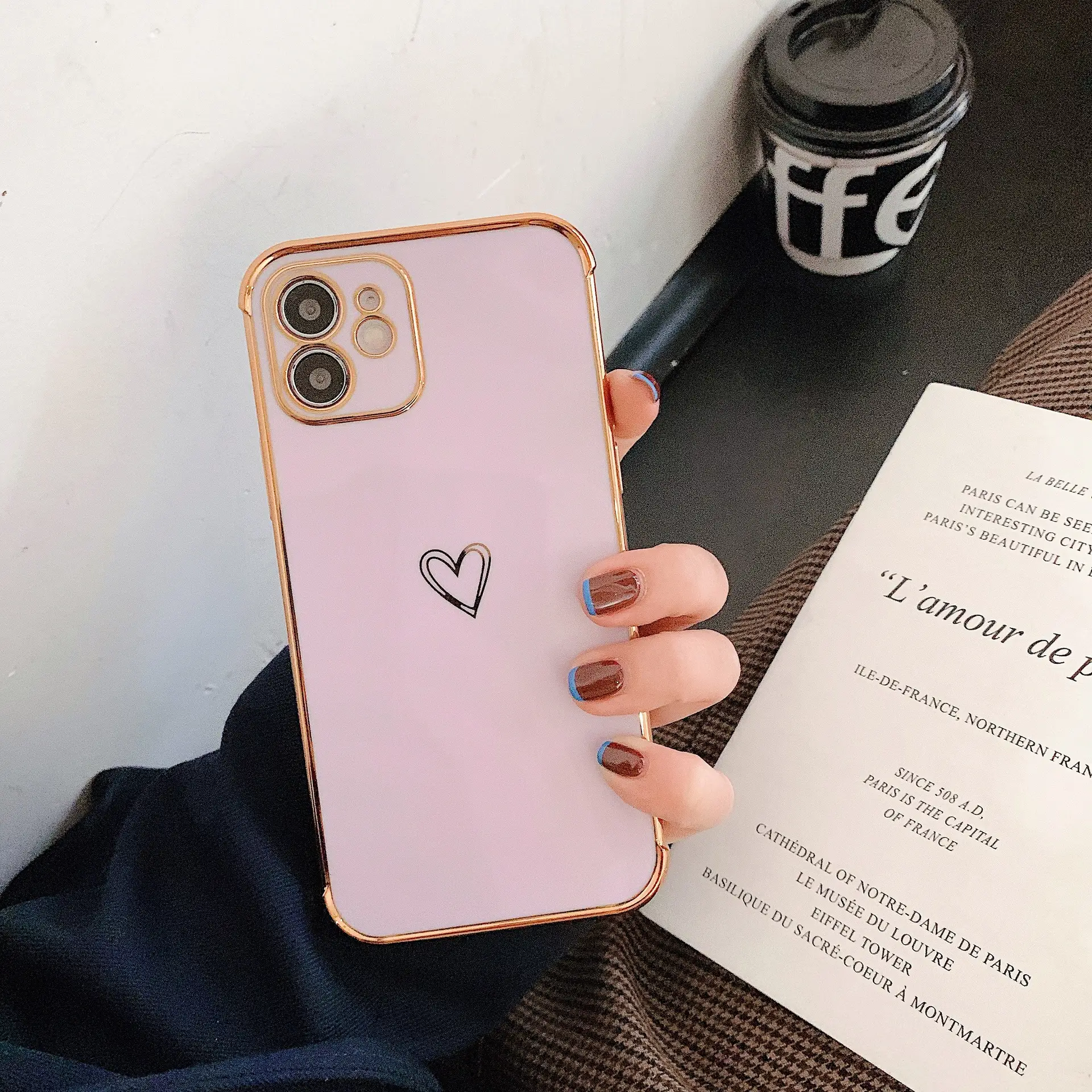 Electroplating Straight Edge Candy Color Solid Color Eye Protection  Phone Case