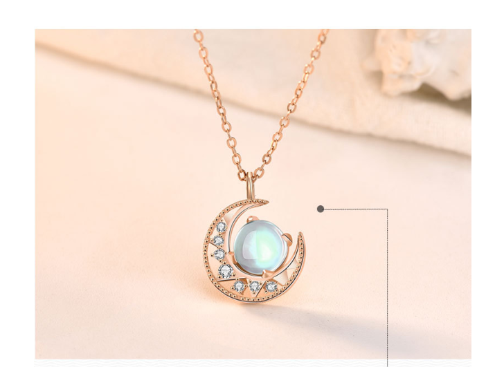 S925 Silver Necklace Female Creative New Day And Moon