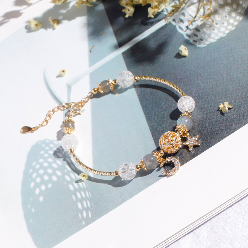 Bado Crystal Bracelet White Popcorn Moonstone Transport Lucky Love Lucky Love Peach Couple Gift Bracelet