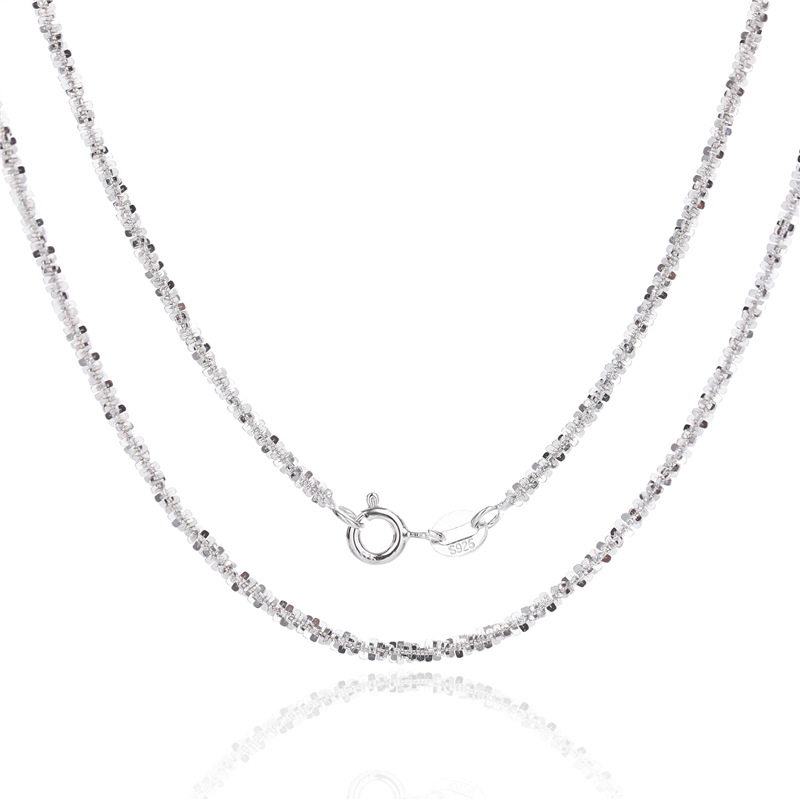 S925 Sterling Silver Necklace Sparkling Glitter Extended Sweater Chain