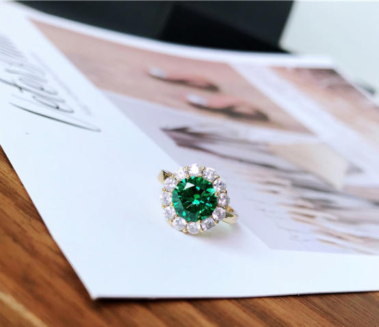 AAA Green Zircon Ring Female Ring