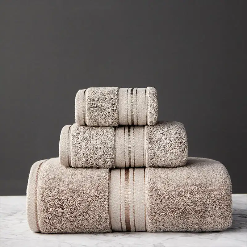 Pure Color Thick Cotton Bath Towel Set Increased Pure Cotton Beach Towel Beauty