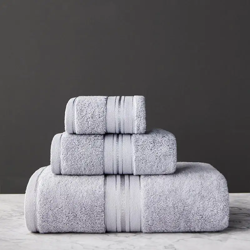 Pure Color Thick Cotton Bath Towel Set Set Increased