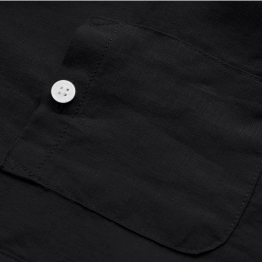 Decorative Button Men's Stand-up Collar Sleeve Open Shirt