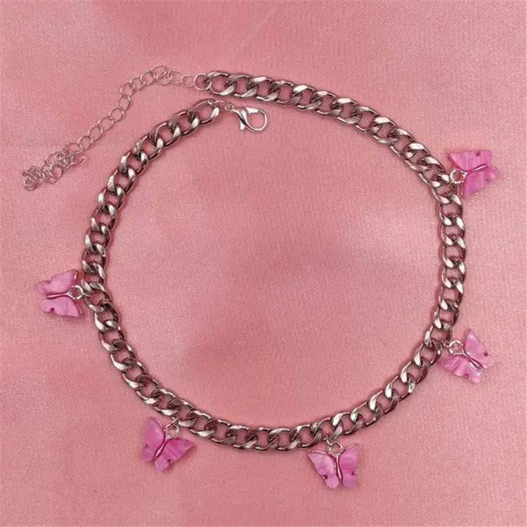 Jewelry Acrylic Butterfly Necklace Pendant Simple Fashion Titanium Steel Clavicle Chain