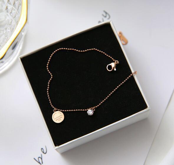 Title 3, Letter Discs Diamond Paw 18K Rose Gold Anklet C...