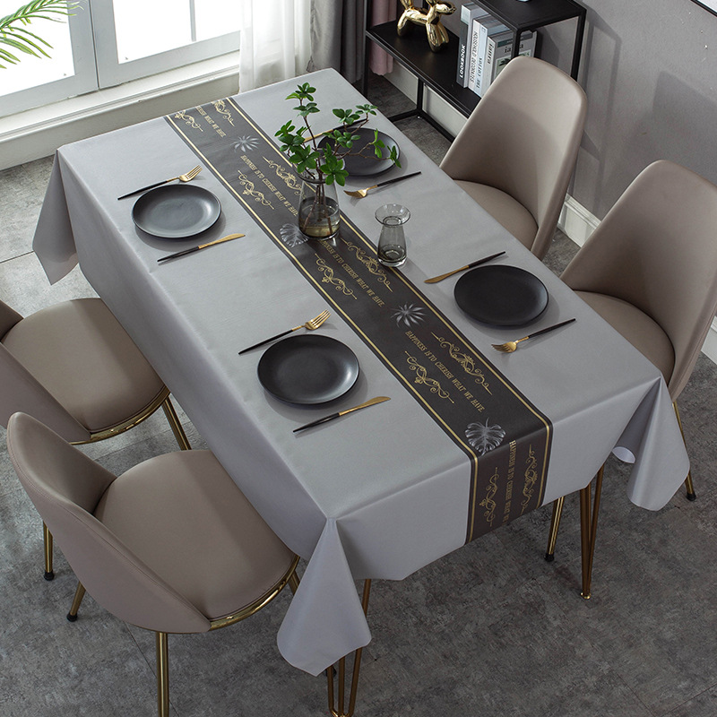 Title 2, New Nordic Minimalist PU Tablecloth Oil-Proof, ...