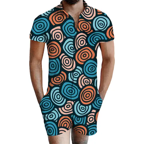 3D Printed Men's One Piece Shorts Suit
