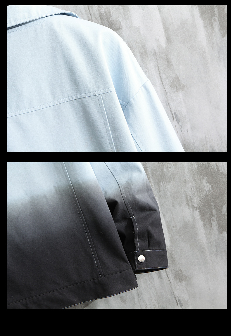 Men's Loose Casual Gradient Color Long-sleeved Shirt Youth Street Fashion Jacket