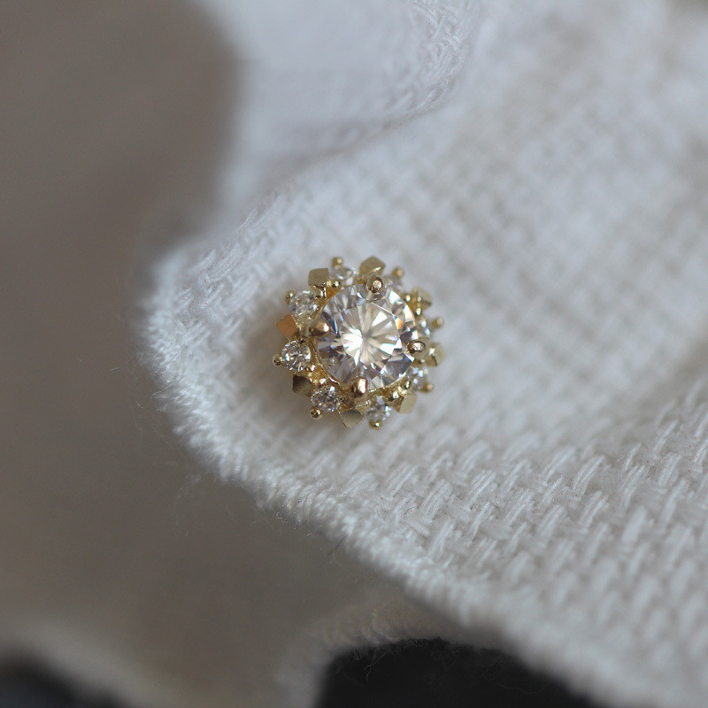 Gold Charm Pendant Crystal Ball Sun Necklace Jewelry Minimal Simple Victorian Gift