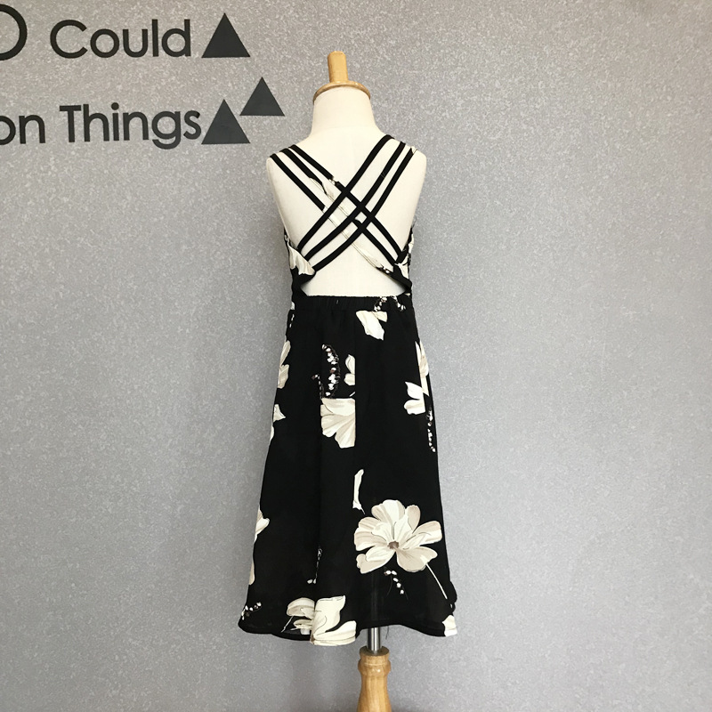 Mid length Print Halter Sexy Suspender Dress Beach Skirt Vacation Child 100 - Shop at LoveMi