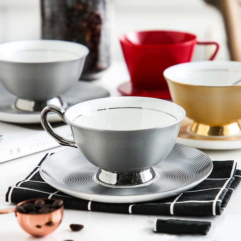European Creative Phnom Penh Silver Edge Bone China Coffee Ceramic American Afternoon Tea Cup