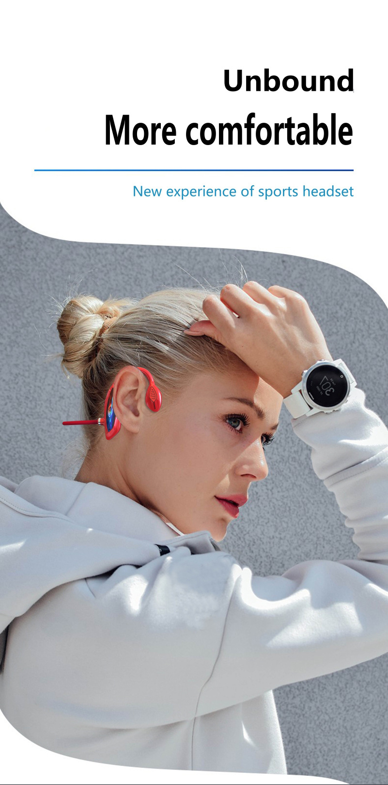 Manufacturers Supply Bone Conduction Wireless Bluetooth Headset Stereo Ear-Mounted Non-Ear Bone Conduction Sports Headset