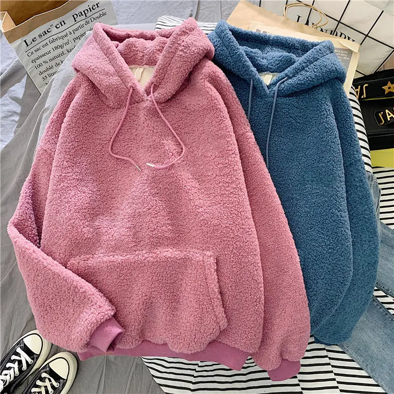 Women's Ins Super Fire Lamb Wool Hooded Sweater