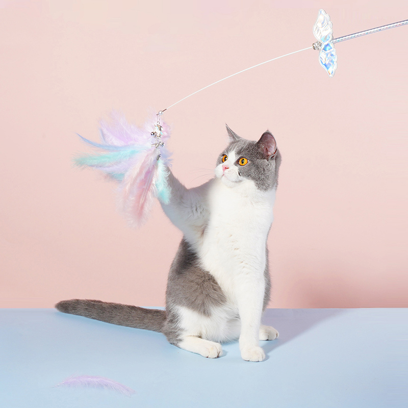 Funny Cat Stick With Bell Feather Cat Toy Bite Resistant