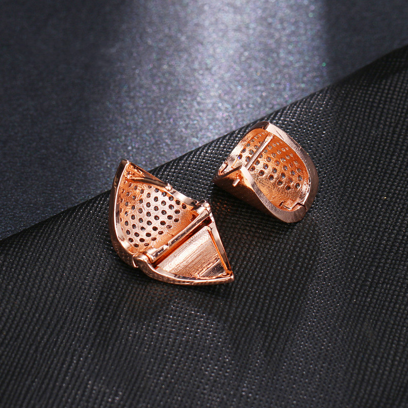 Explosive Fashion Creative Copper Ear Buckle Micro Diamond Geometric Earrings Women
