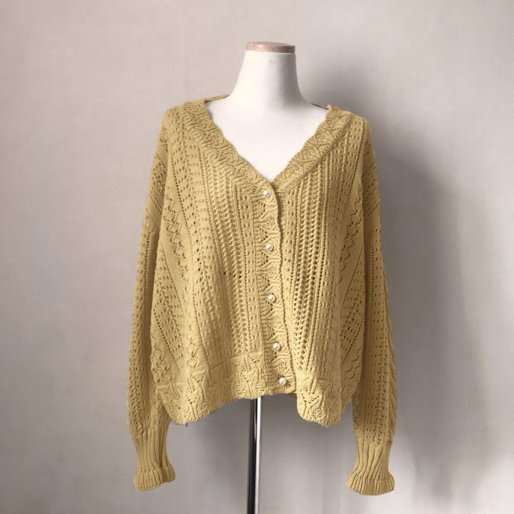 Title 6, Sweater jacket womens V-neck sweet hollow top ...