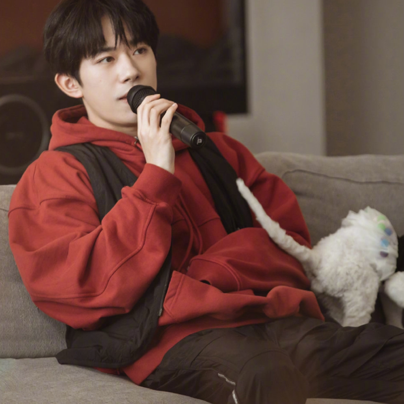 Red Hooded Spring and Autumn Thin Loose Couple Sweater Jacket Men's Trendy