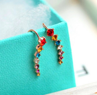 Elegant Chic New Silvery Golden Rhinestone Crystal Piercing Earrings