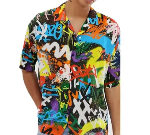 Men's Short Sleeve Printed Shirt Summer Hawaiian Beach