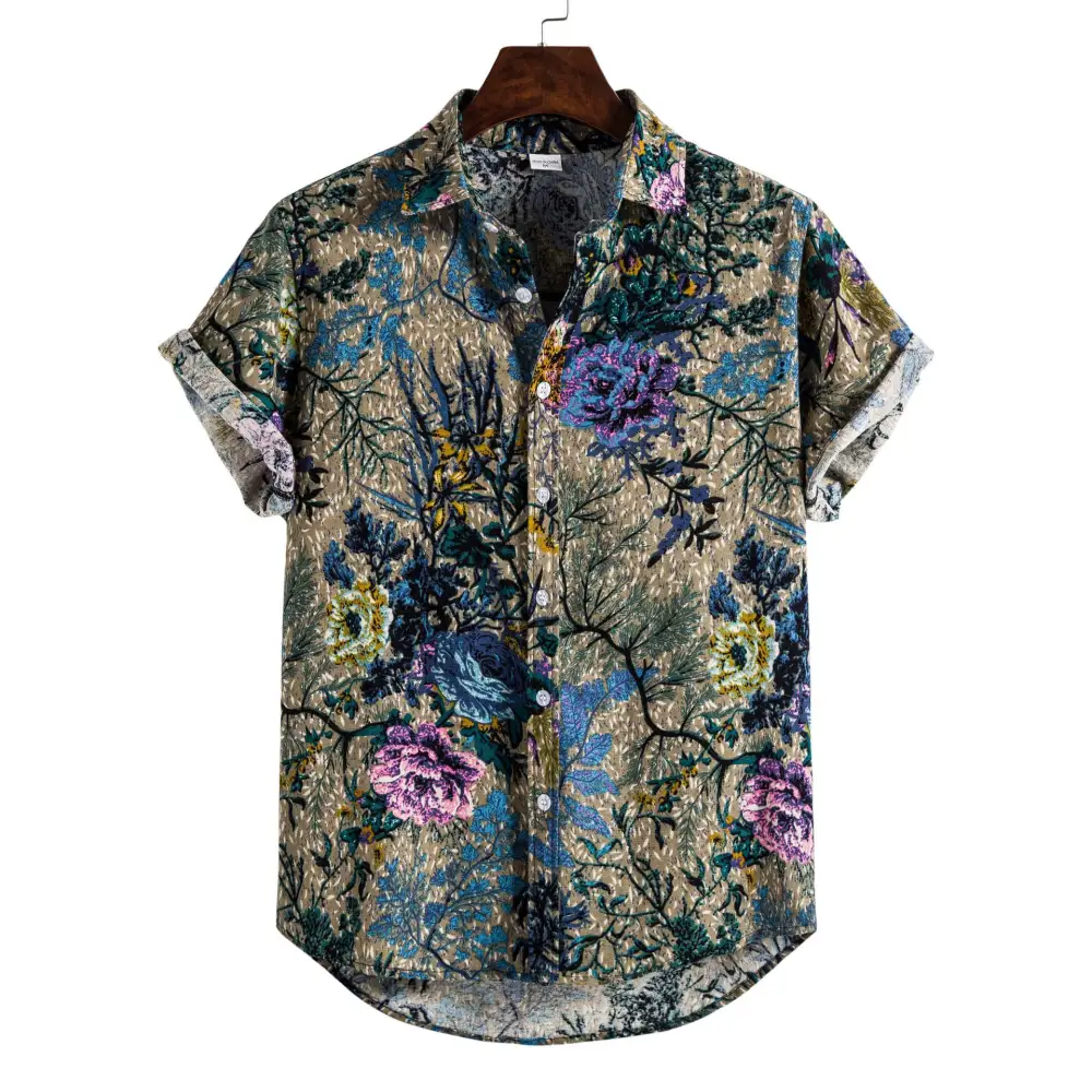 Printing Long Sleeve Shirt Men's Lapel