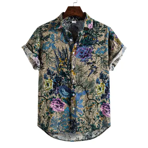 Printing Long Sleeve Shirt Men's Lapel