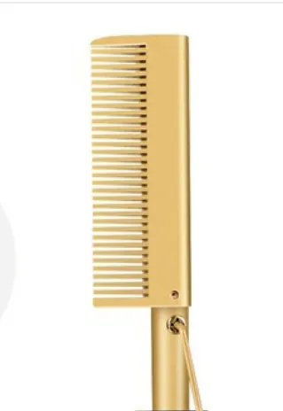 Electric Hair Iron Hair Straightene Straightening and Curling Hair Comb Dry and Wet Copper Comb - Gold