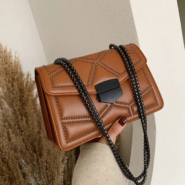 Black Bag Female Bag All Match Chain Single Shoulder Messenger Small Square Bag Black - Shop at LoveMi