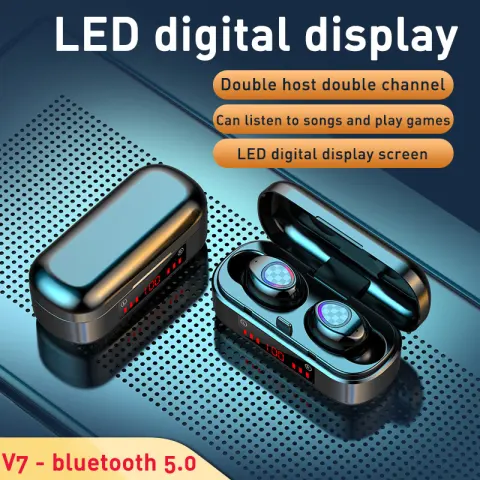M7 Button Bluetooth Headset Digital Display Binaural with Charging
