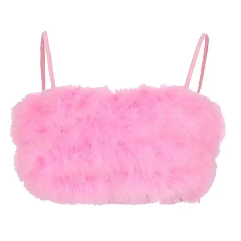 European And American Sexy Pink Plush Camisole Women
