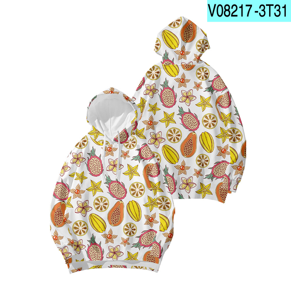 Title 7, Fruit Digital Print Hooded Sweatshirt Floral Lo...