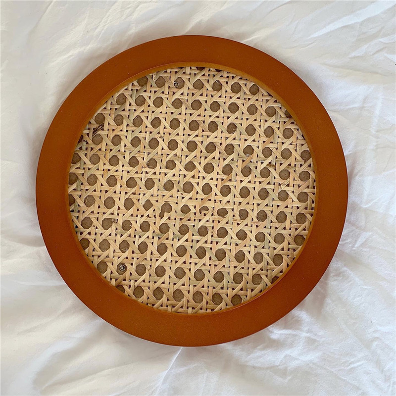 Wooden rattan tray desktop accessories storage tray