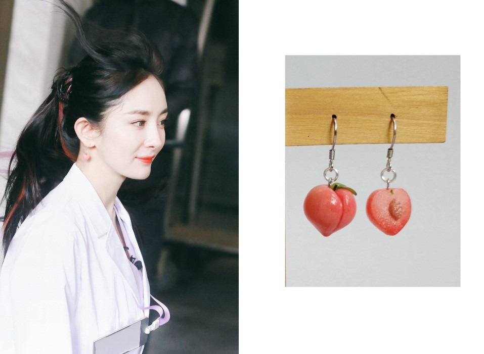 The Same Asymmetrical Fart Peach Peach Earrings Japanese Peach Painless Ear Clip