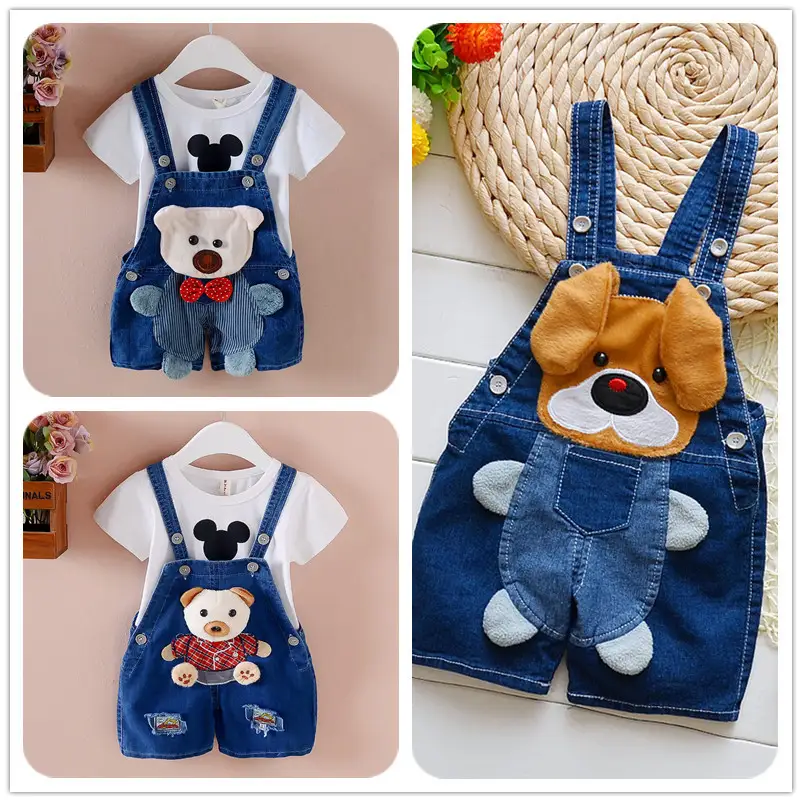 Pants Children's Jumpsuit Baby Suspenders Denim Shorts Men And Women