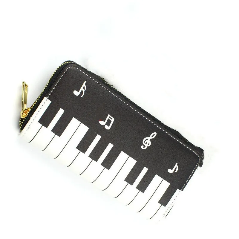 New Style Ladies Wallet Clutch Bag Piano Note Coin Purse Wallet - White