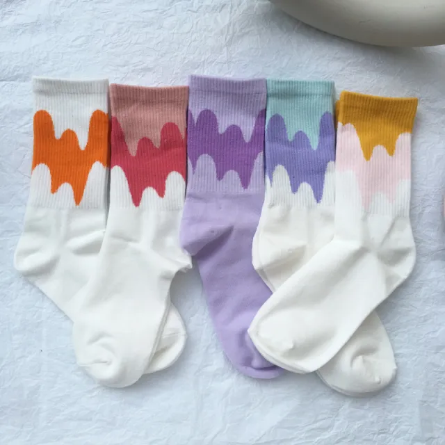 Candy Color Matching Street All match Cotton Socks And Tube Socks Women 5Color Set - Shop at LoveMi