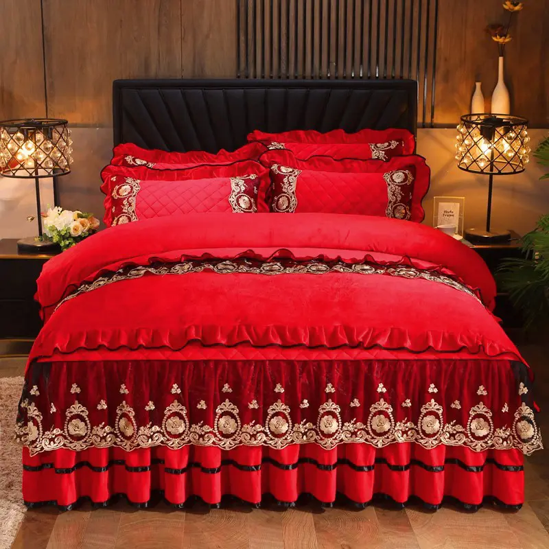 Lace Bedskirt Bedclothes Mattress Cover Bedspread Pillowcases