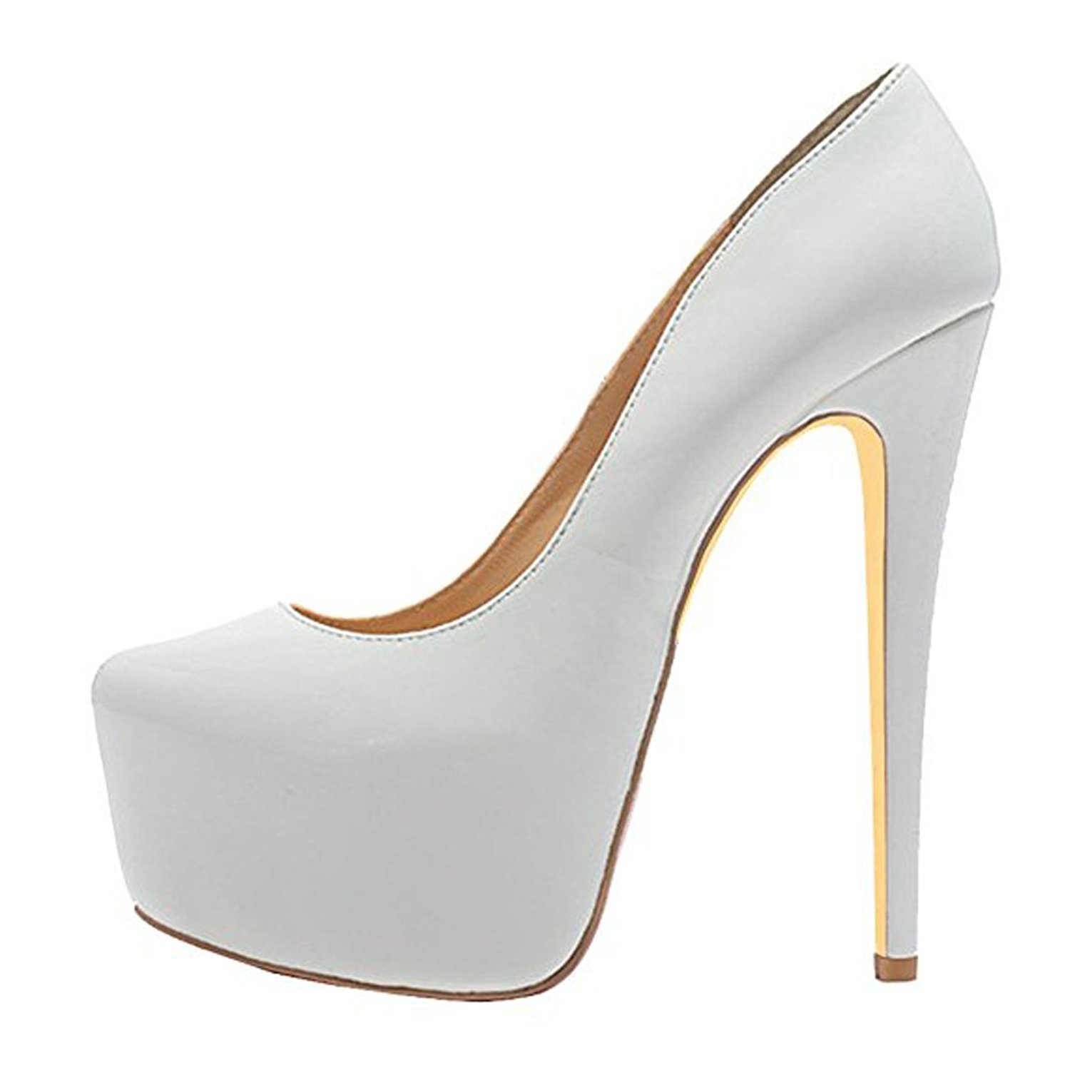 Large Size Round Toe Thick Water Platform Stiletto High Heel Women's Single Shoes